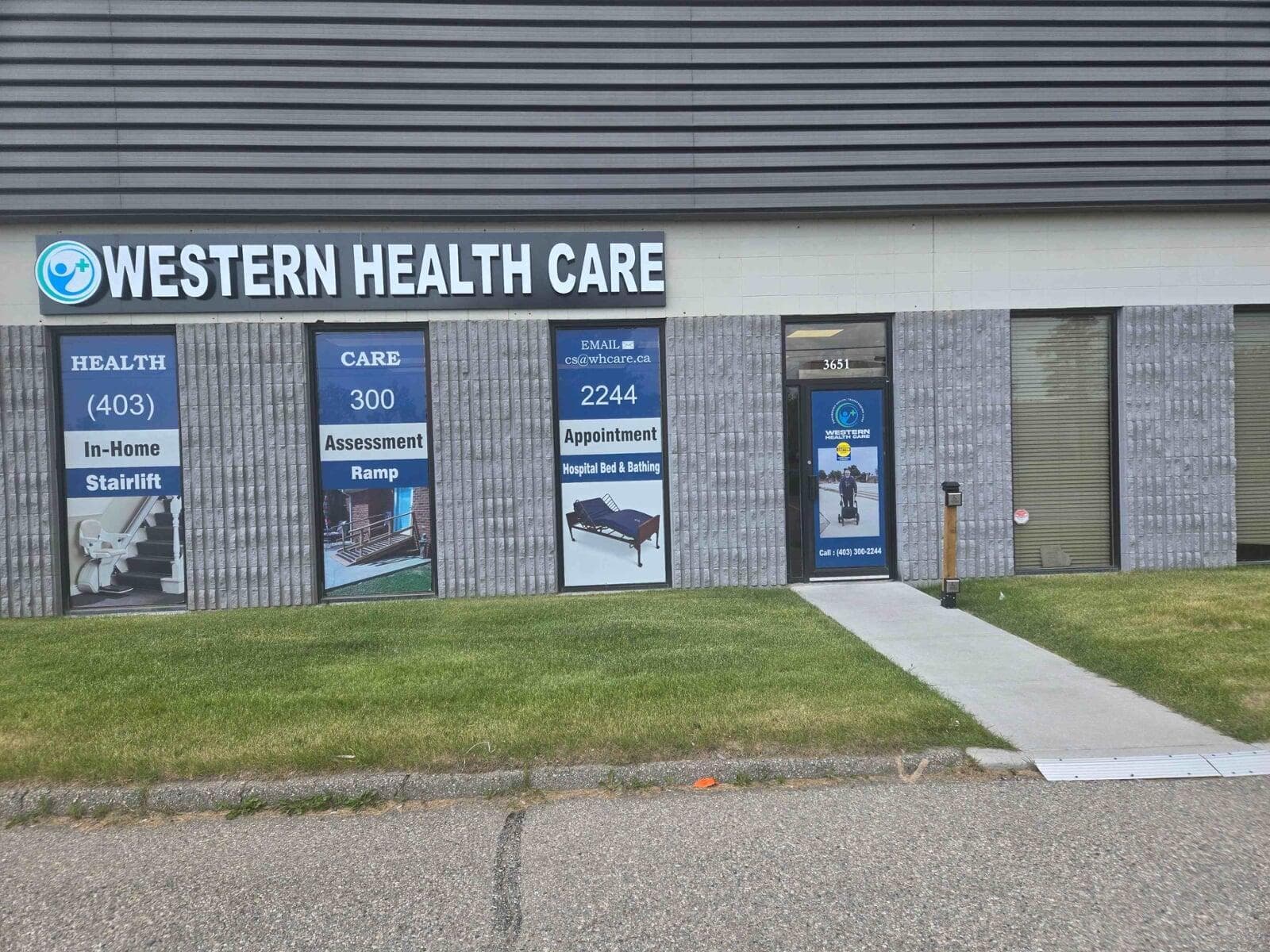 Western Health Care storefront exterior at 3651 19 ST NE Calgary